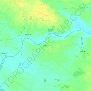 Mapa topográfico Bonneuil, altitud, relieve