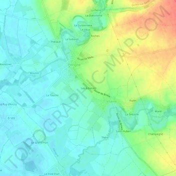 Mapa topográfico Les Échelles, altitud, relieve