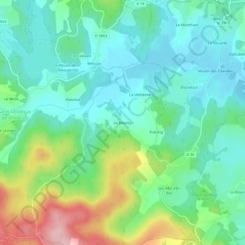 Mapa topográfico Le Mourcy, altitud, relieve