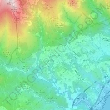 Mapa topográfico Sciarborasca, altitud, relieve