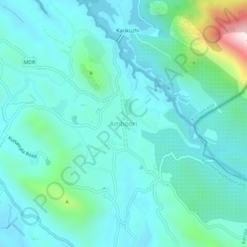 Mapa topográfico Amboori, altitud, relieve