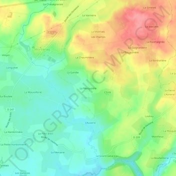 Mapa topográfico La Messuzière, altitud, relieve