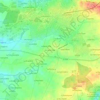 Mapa topográfico La Haute Rhée, altitud, relieve