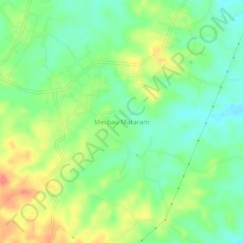 Mapa topográfico Merbau Mataram, altitud, relieve