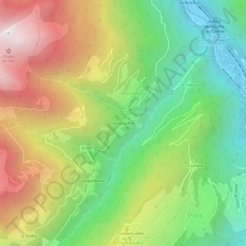 Mapa topográfico Villard-Soffray, altitud, relieve