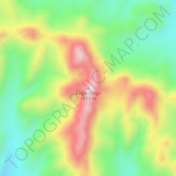 Mapa topográfico Eagle Crags, altitud, relieve
