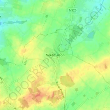Mapa topográfico Neufmaison, altitud, relieve