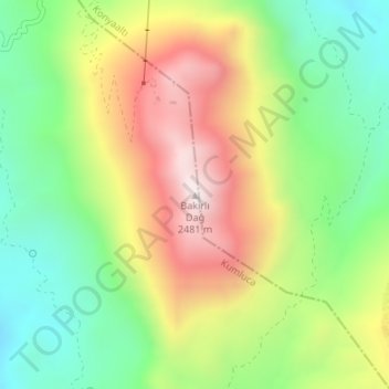Mapa topográfico Bakırlı Dağ, altitud, relieve