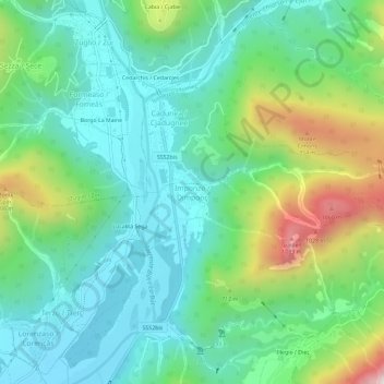 Mapa topográfico Imponzo, altitud, relieve