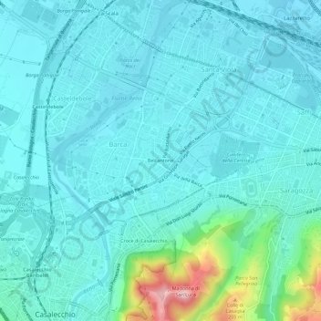 Mapa topográfico Belcantone, altitud, relieve