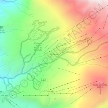 Mapa topográfico La Parva, altitud, relieve
