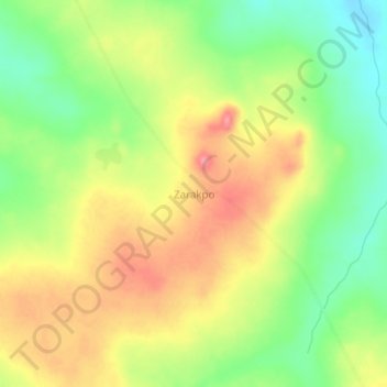 Mapa topográfico Zarakpo, altitud, relieve