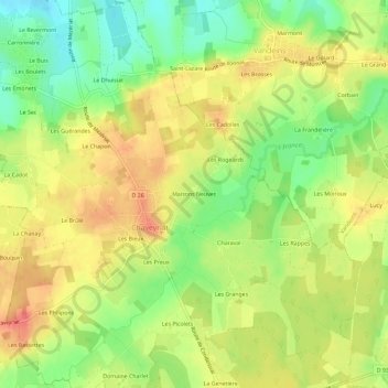 Mapa topográfico Maisons Neuves, altitud, relieve
