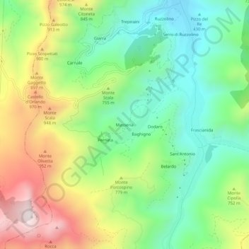 Mapa topográfico Masseria, altitud, relieve