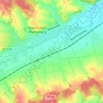 Mapa topográfico Niederlindhart, altitud, relieve