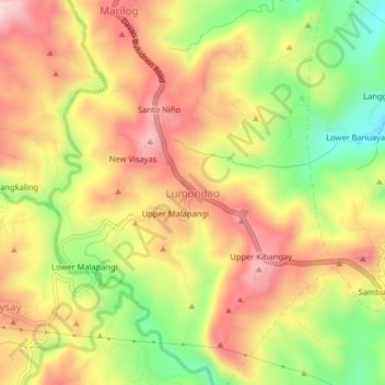Mapa topográfico Lumondao, altitud, relieve