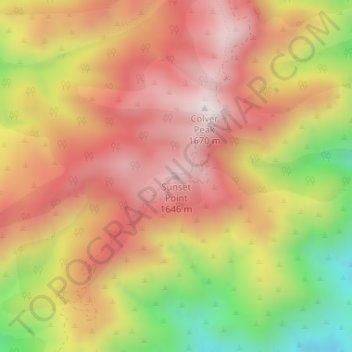 Mapa topográfico Sunset Point, altitud, relieve