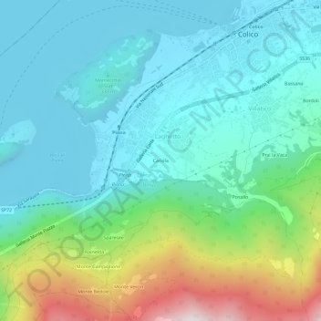 Mapa topográfico Cariola, altitud, relieve