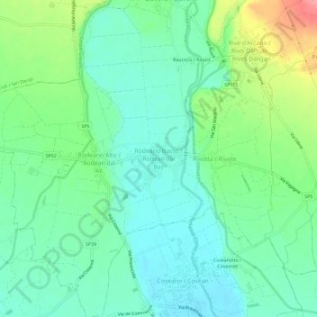 Mapa topográfico Rodeano Basso, altitud, relieve
