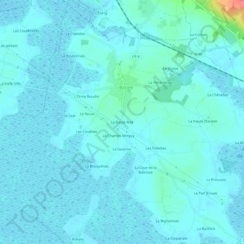 Mapa topográfico La Basse Noë, altitud, relieve