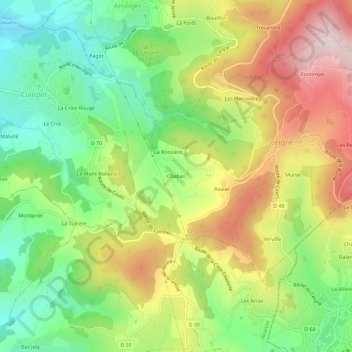 Mapa topográfico Chabas, altitud, relieve