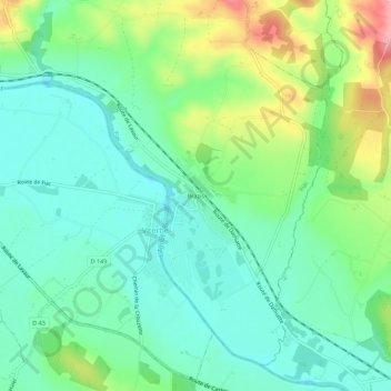 Mapa topográfico Brazis, altitud, relieve