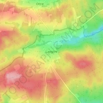 Mapa topográfico Langlire, altitud, relieve