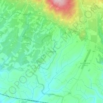 Mapa topográfico Campogialli, altitud, relieve