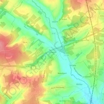 Mapa topográfico La Vigerie, altitud, relieve