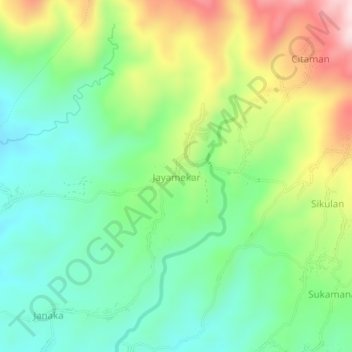 Mapa topográfico Jayamekar, altitud, relieve