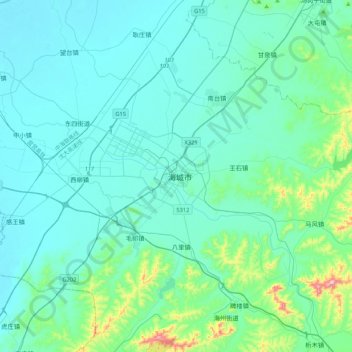 Mapa topográfico 海城市, altitud, relieve