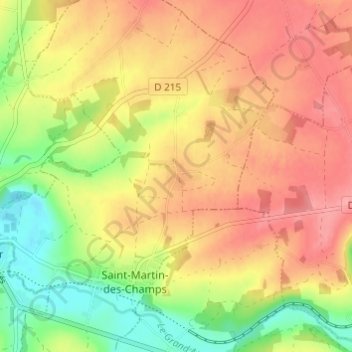 Mapa topográfico Coupigny, altitud, relieve