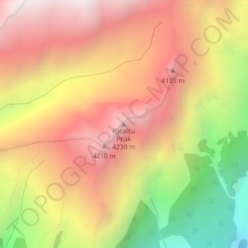 Mapa topográfico Patalsu Peak, altitud, relieve