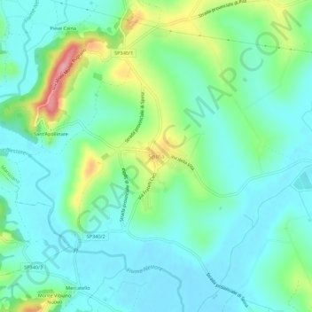 Mapa topográfico Spina, altitud, relieve