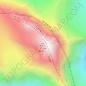 Mapa topográfico Himal Chuli, altitud, relieve