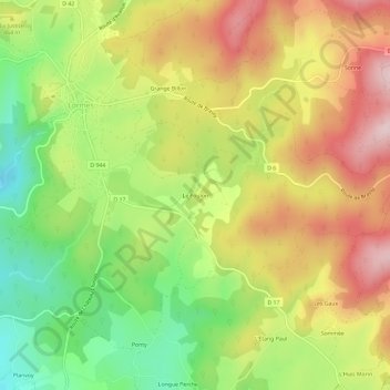 Mapa topográfico Le Foulon, altitud, relieve