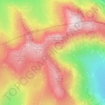 Mapa topográfico Black Comb, altitud, relieve