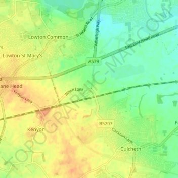Mapa topográfico Diggle Green, altitud, relieve