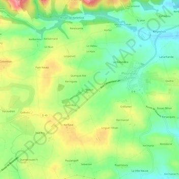 Mapa topográfico Botcol, altitud, relieve