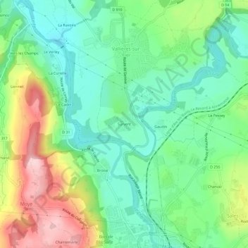 Mapa topográfico Survent, altitud, relieve