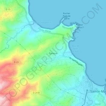 Mapa topográfico Épineux, altitud, relieve