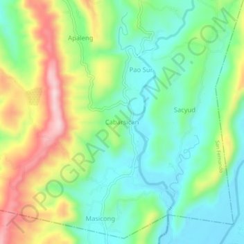 Mapa topográfico Cabarsican, altitud, relieve