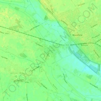 Mapa topográfico Crosare, altitud, relieve