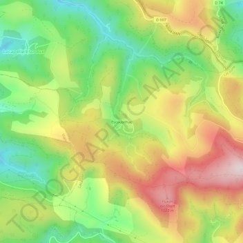 Mapa topográfico Escoubilhac, altitud, relieve
