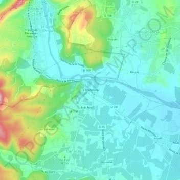 Mapa topográfico La Madeleine, altitud, relieve