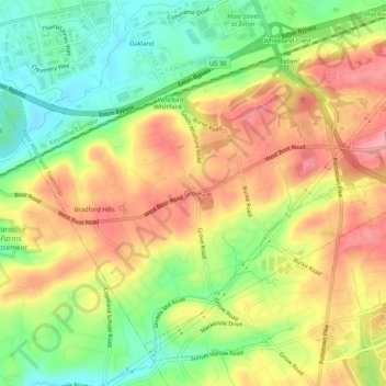 Mapa topográfico Grove, altitud, relieve