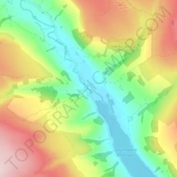 Mapa topográfico Ramsgill, altitud, relieve