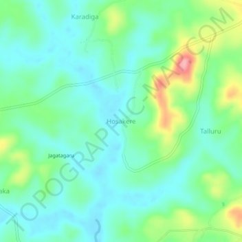 Mapa topográfico Hosakere, altitud, relieve