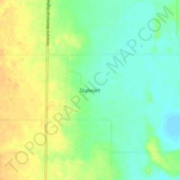 Mapa topográfico Stalwart, altitud, relieve