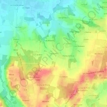 Mapa topográfico Les Guets, altitud, relieve